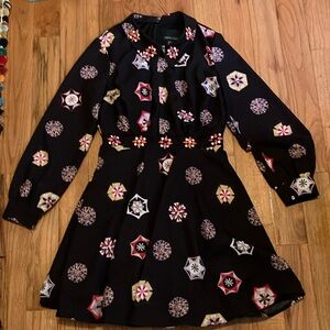 Cynthia Rowley black patterned dress with hardware